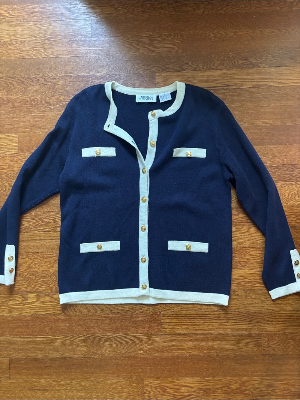 Women’s Nicole Summers Navy and Cream Cardigan
